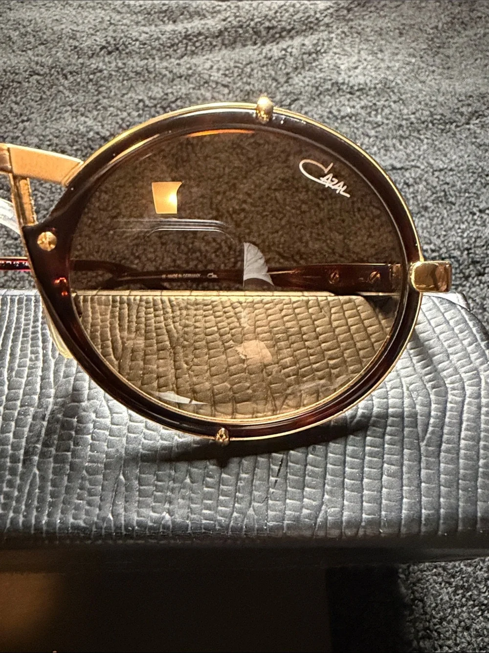 Cazal Round Gold Frame with Tortoise Accents and Brown Lenses
